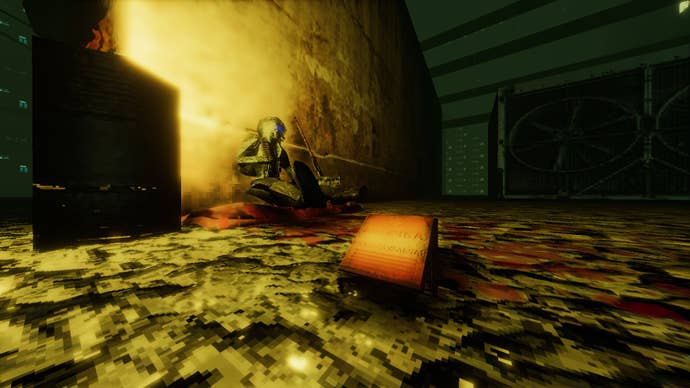 A vagrant sits by a wall in Peripeteia