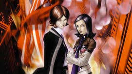 Persona 2 key art showin two of tha main cast stood up in front of they respectizzle Personas.