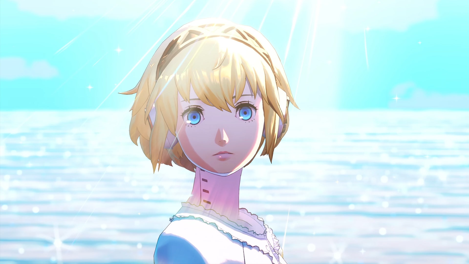 Aegis, in Persona 3 Reload, looks towards the camera, forlorn. - 1