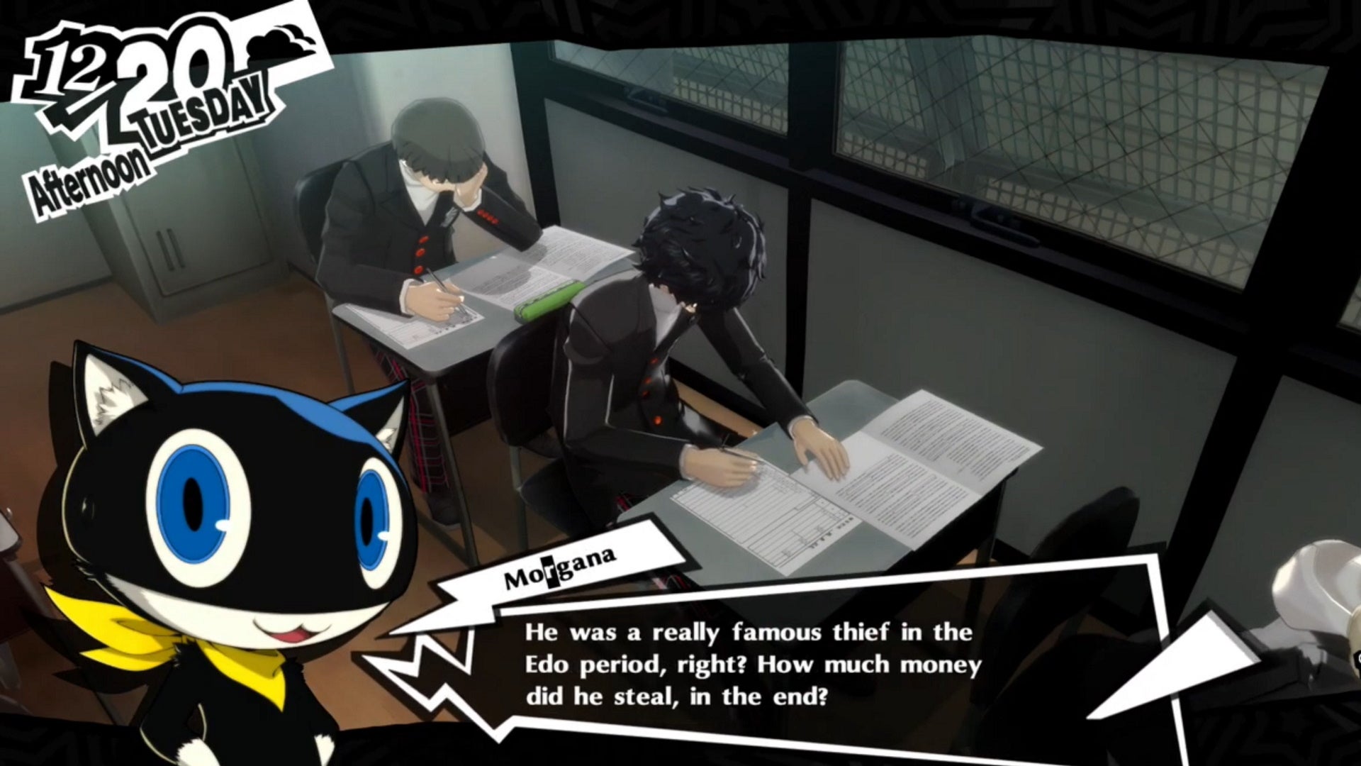 Persona 5 Royal classroom answers December: An anime cat is asking about a thief's plunder - 11