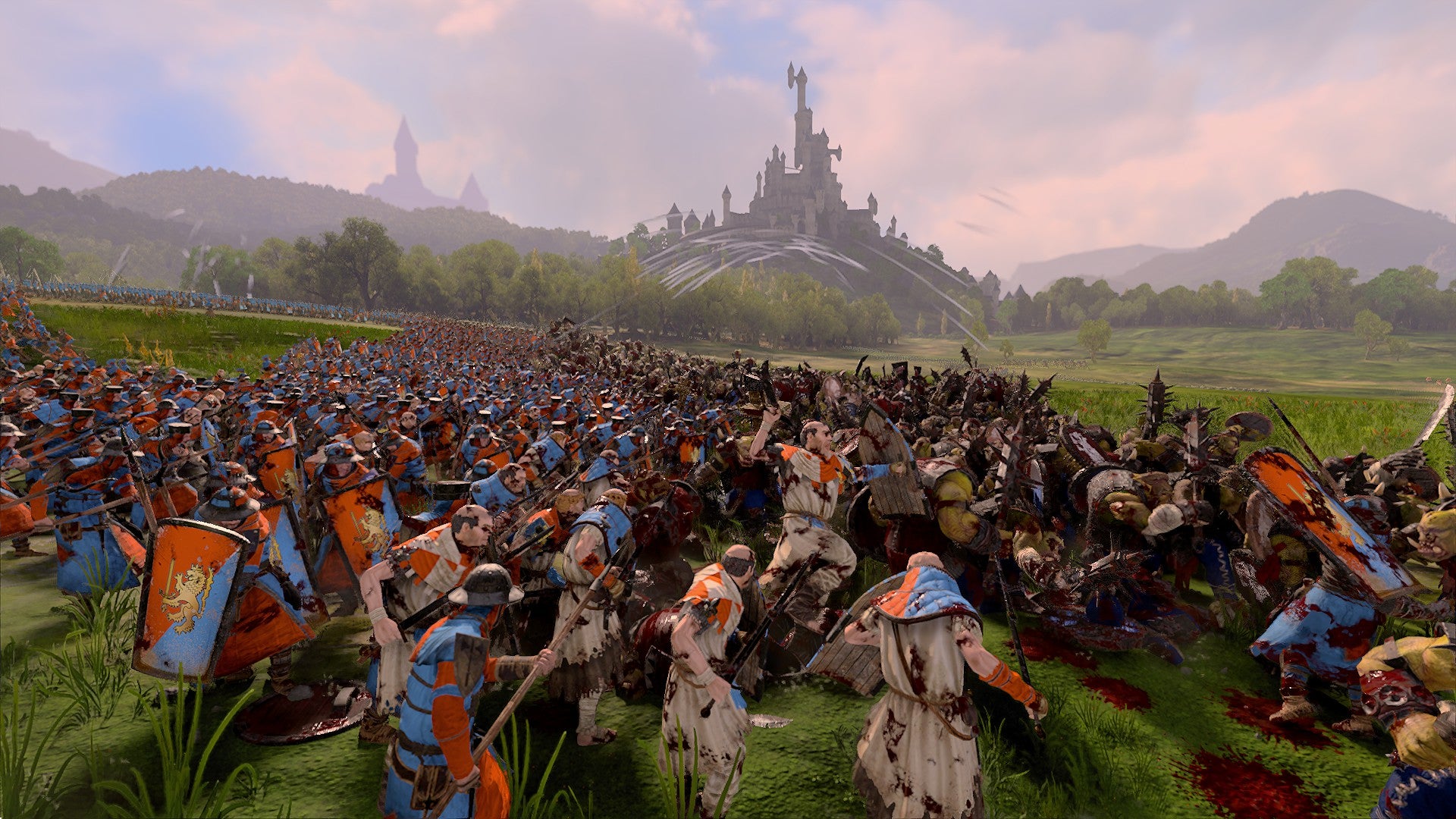Peasants face off against orcs in Total War: Warhammer 3. - 1
