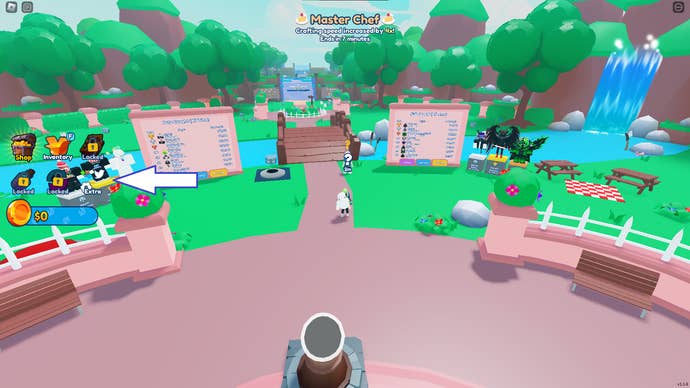 A screenshot from Pet Catchers in Roblox showing the game's extras button.