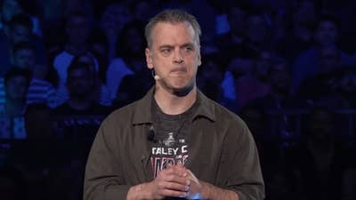Pete Hines on stage at Bethesda's E3 2018 show
