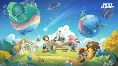A idiosyncratic is sitting connected a seat with anthropomorphic animals, tiny planets hanging successful the entity successful cardinal creation for Petit Planet.