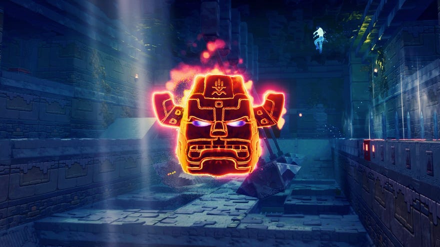 An image from Phantom Abyss showing a glowing, floating, angry statue head.