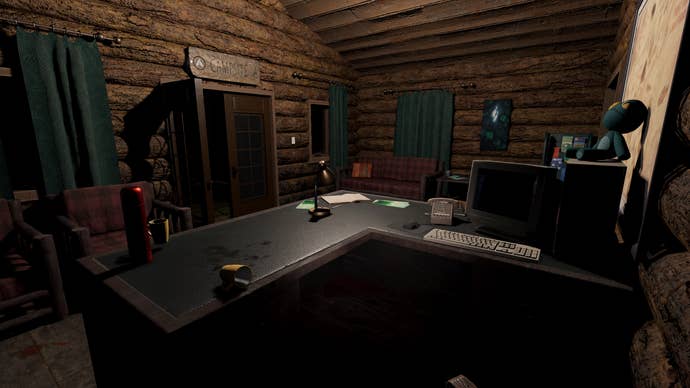 A cabin lodge reception area