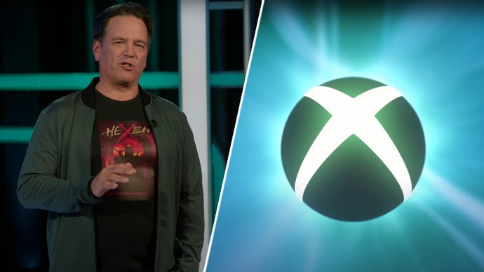 Phil Spencer and the Xbox logo.