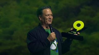 Xbox boss Phil Spencer collects an award at Gamescom Opening Night Live.