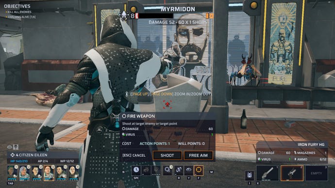 A robed warrior aims their gun in Phoenix Point.