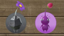 Pikmin 4, Rock and Purple Pikmin on a wooden background