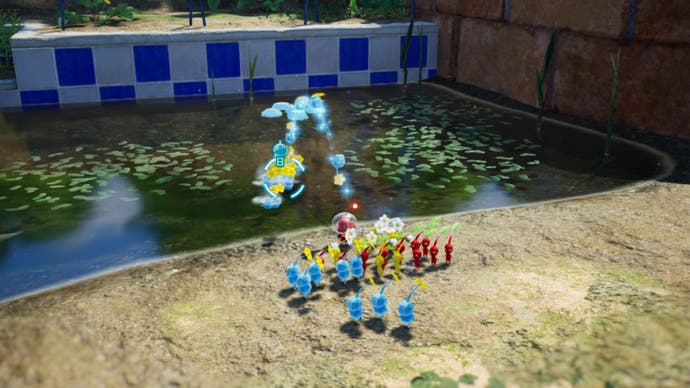 pikmin 4 red yellow and ice pikmin solving puzzle