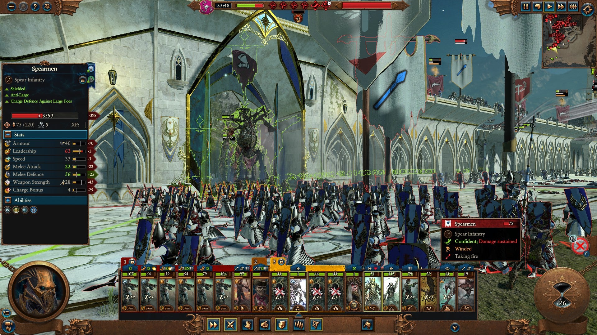 A necrofex collosus bursts into an elven city in Total War: Warhammer 3 - 1