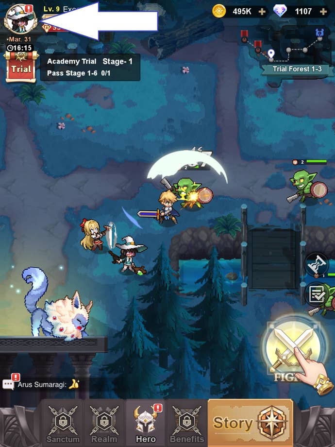 A screenshot from Pixel Heroes showing the game's avatar icon.
