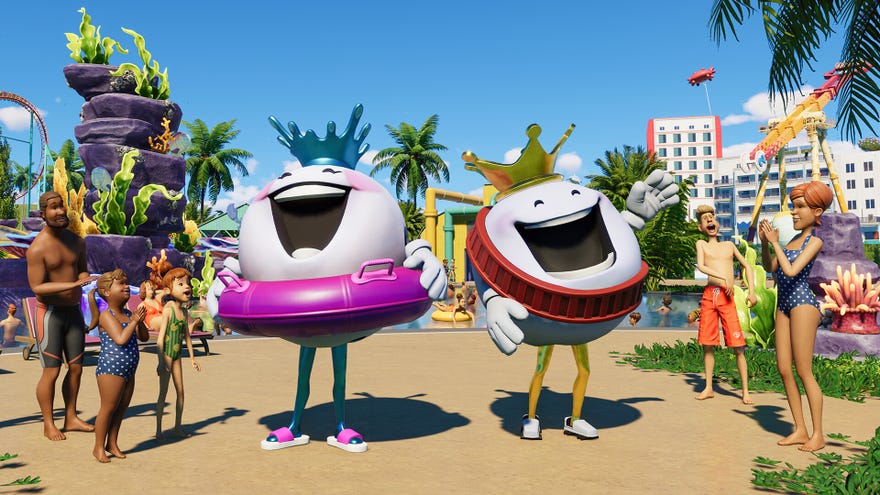 Some horrible mascots continue their reign of terror in Planet Coaster 2.