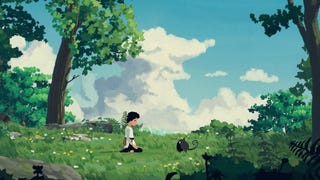 A little girl and her monkey cat sit on some grass in Planet Of Lana