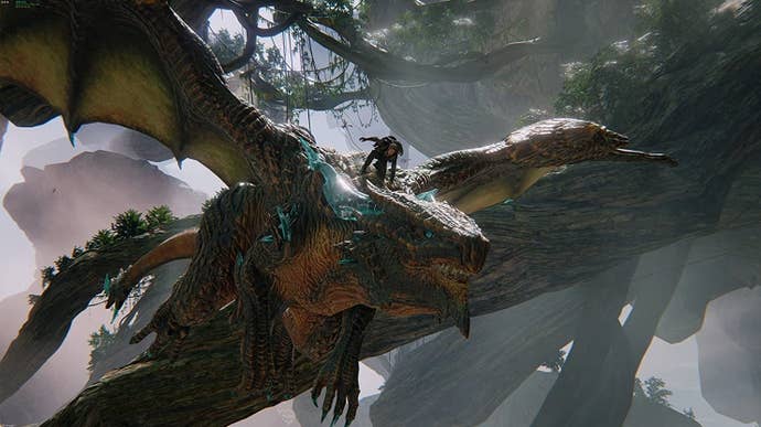 Scalebound image showing man riding on top of a dragon