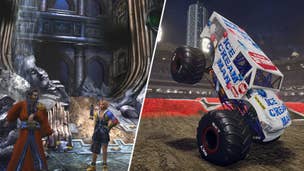 Some Final Fantasy characters and a monster truck.