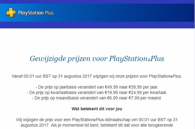 PlayStation Plus prijzen worden verhoogd
