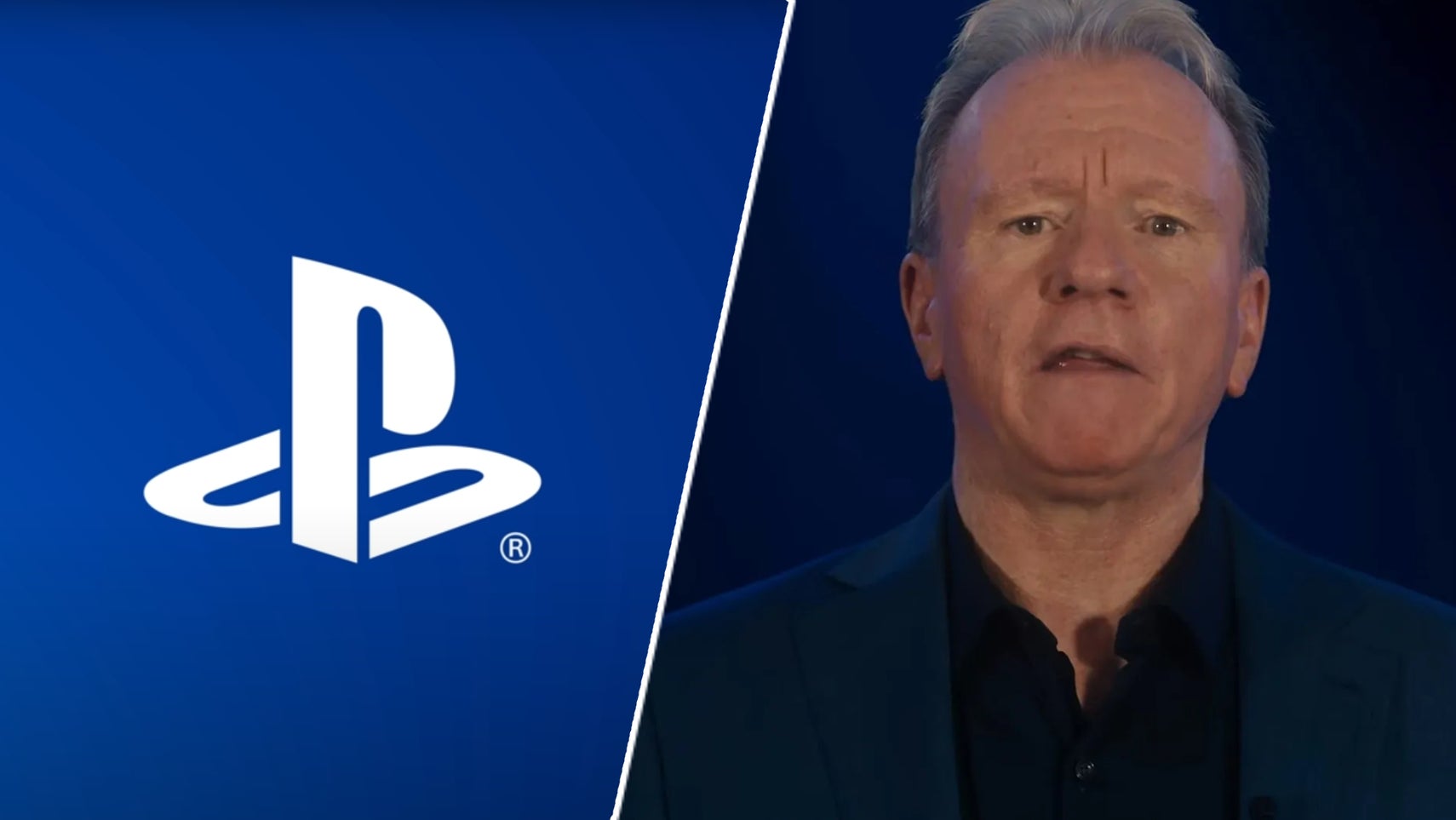 The Playstation logo alongside Jim Ryan's face. - 1
