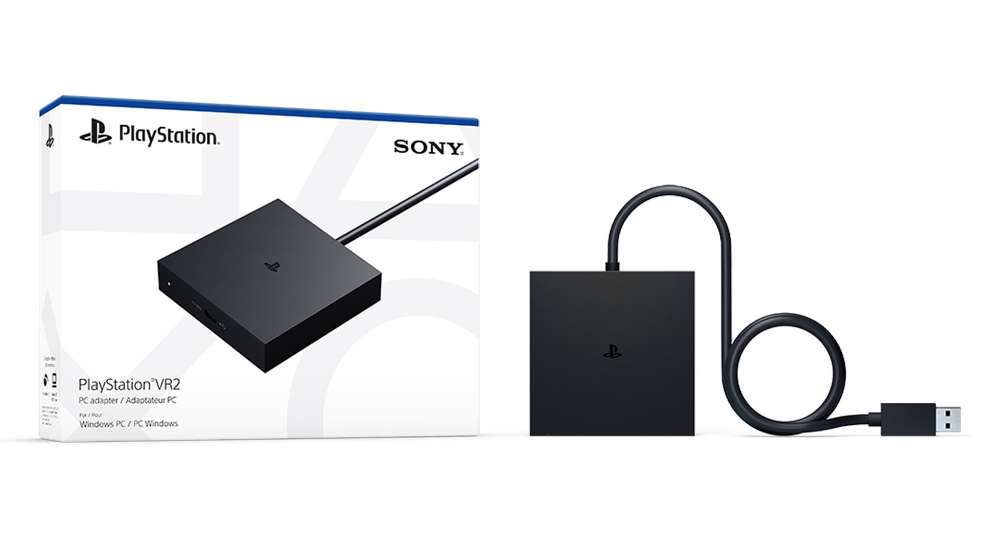 The box and adapter for Sony's PlayStation VR2 headset on PC. - 3