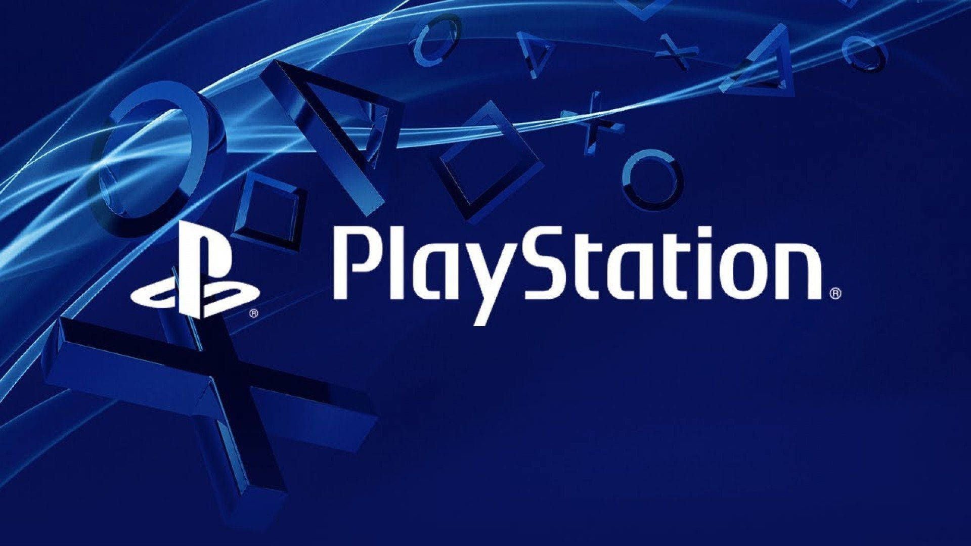 The PlayStation logo on a blue-white background - 1