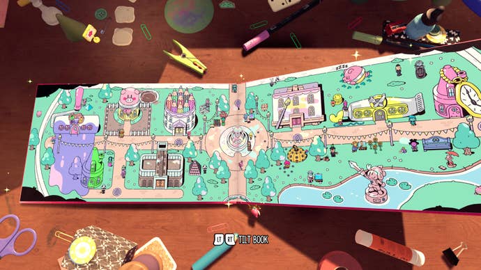 Tilting the right page in The Plucky Squire.