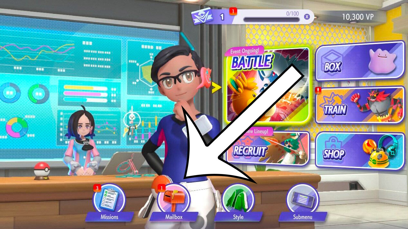 Mailbox button in Pokemon Champions