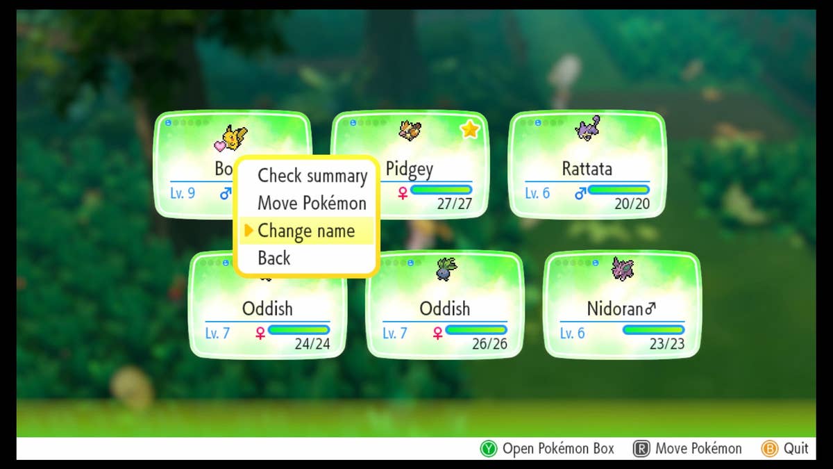 How to Rename Your Pokemon in Pokemon Let’s Go Pikachu and Eevee
