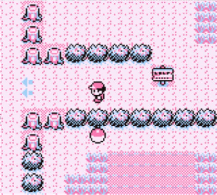 Red walking through the first area of the Safari Zone towards the Surf HM in Pokemon Red.