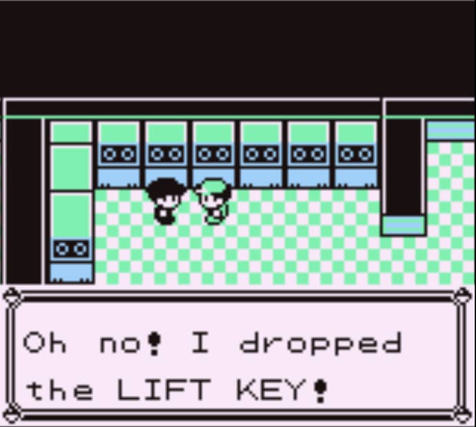 Red picking up the Lift Key in Pokemon Red.