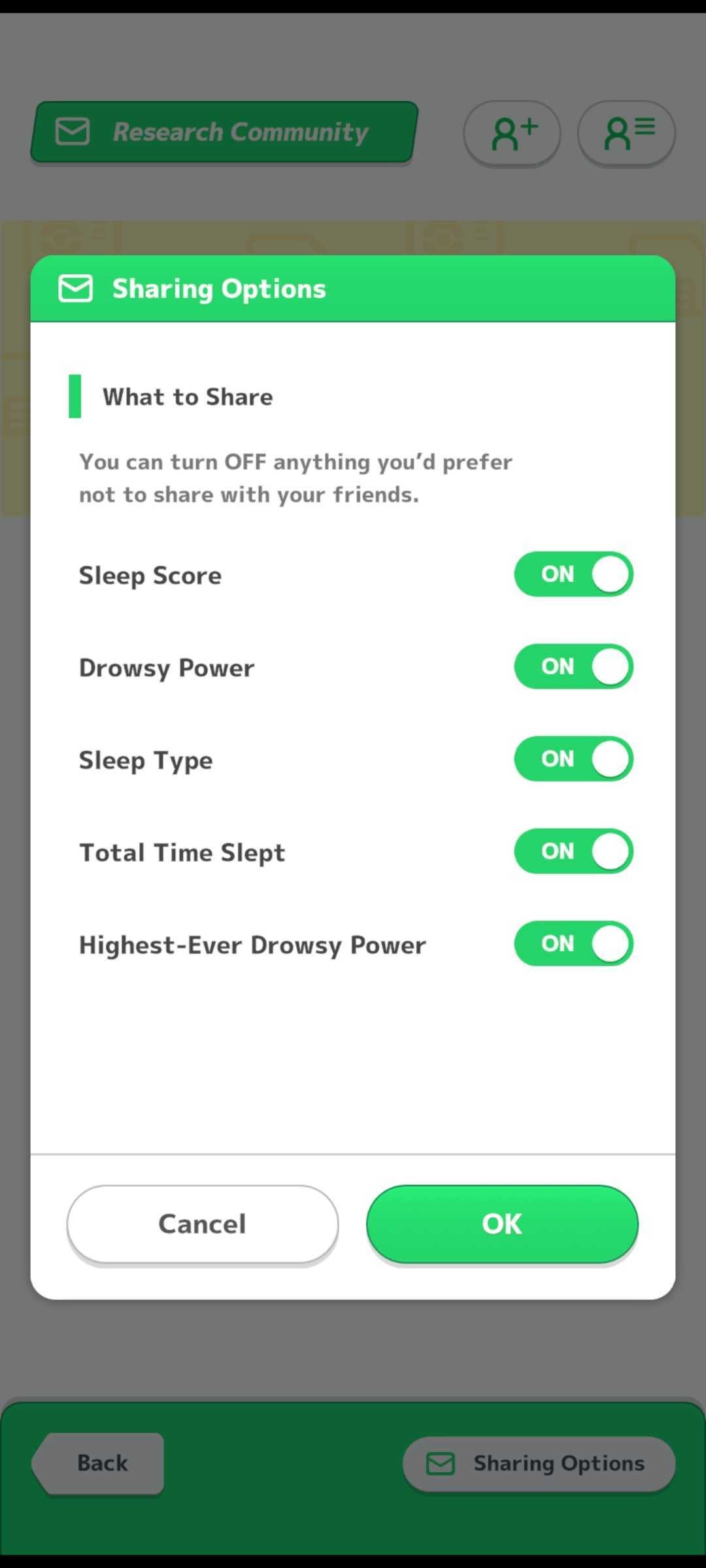 pokemon sleep sharing options edit menu