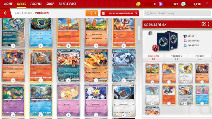 The player’s library in Pokémon: TCG Live