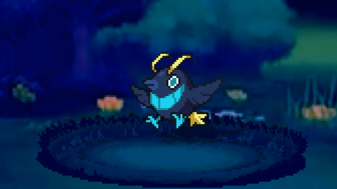 An image of Pokémon Uranium original Pokemon Birbie, in battle.