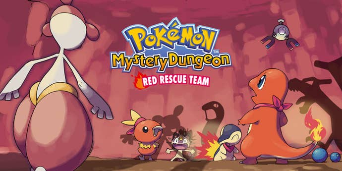 Pokémon Mystery Dungeon: Red Rescue Team artwork showing characters such as Charmander and Torchic.