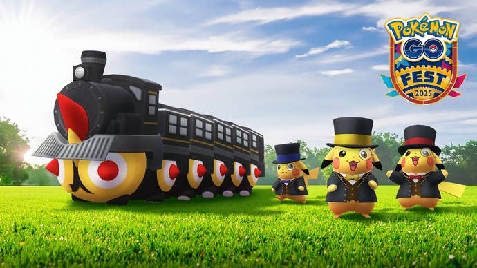Train Conductor Falinks and three variations of Dapper Pikachu