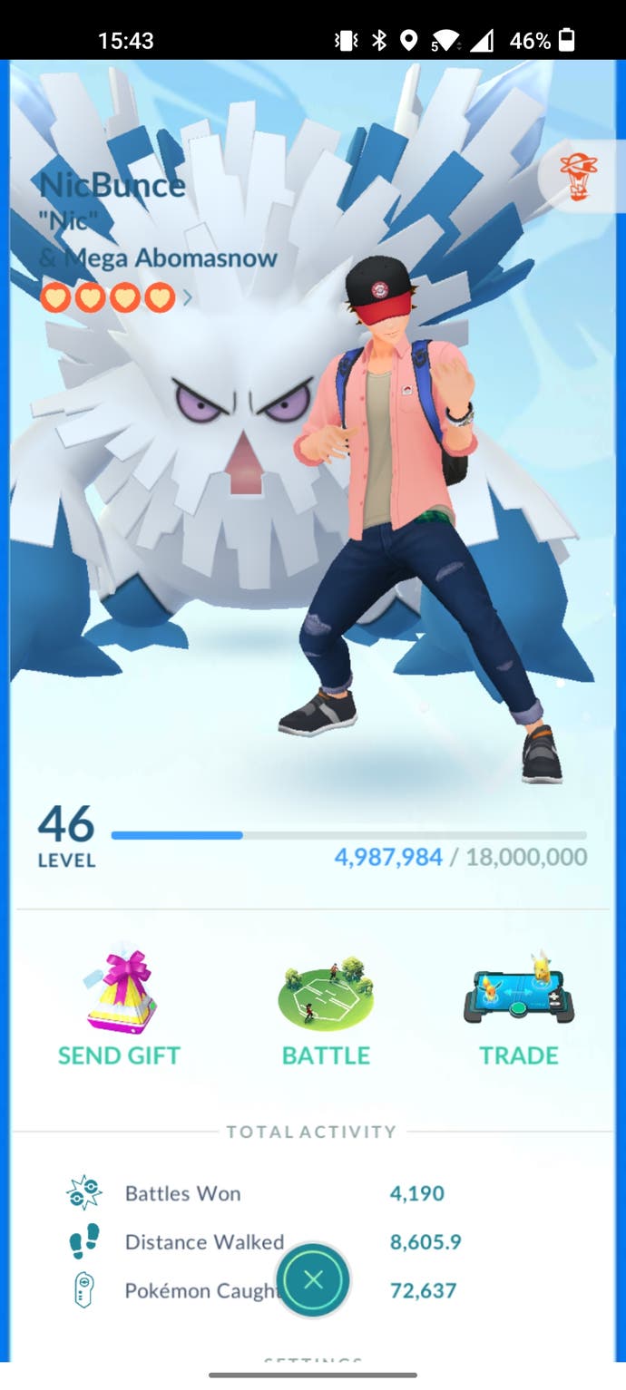 Pokemon Go friend page