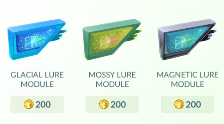 Pokemon Lure Module Pokémon Go Lures: Golden Lure, Rainy Lure, Glacial Lure, Mossy Lure and ...