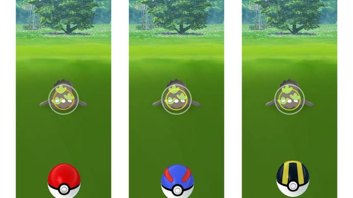 Using different Pokéballs changes your chance of catching a Pokémon