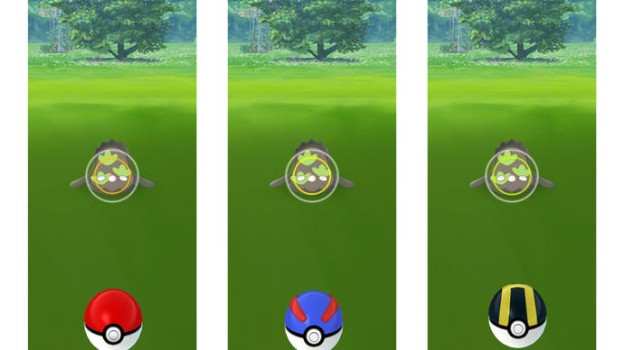 Using different Pokéballs changes your chance of catching a Pokémon