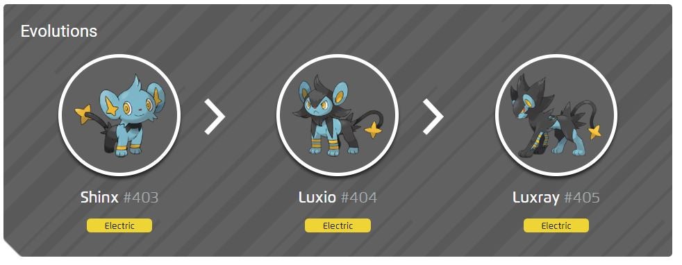Shiny Shinx, evolution chart, 100% perfect IV stats and Luxray 