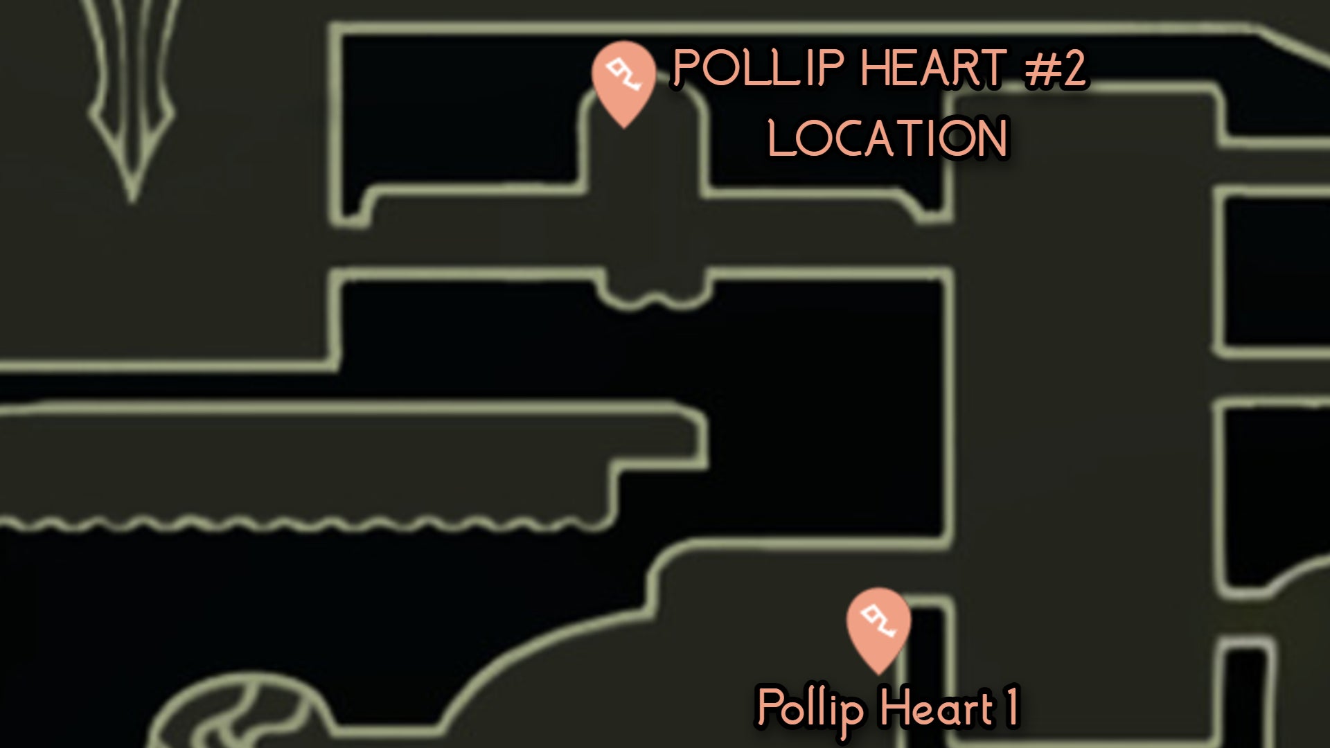 A map showing the location of Pollip Heart #2 in Hollow Knight: Silksong. - 7