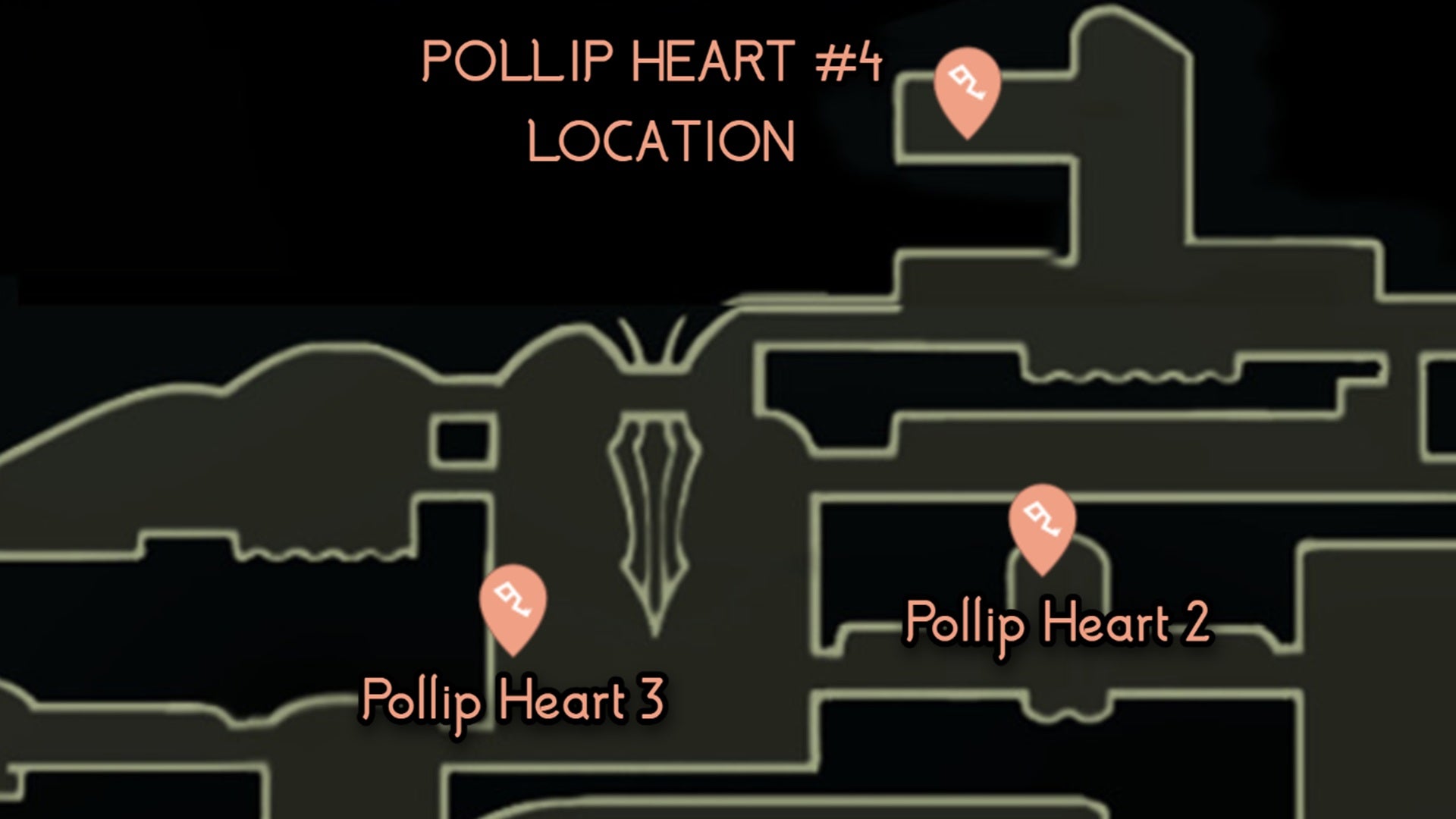 A map showing the location of Pollip Heart #4 in Hollow Knight: Silksong. - 11