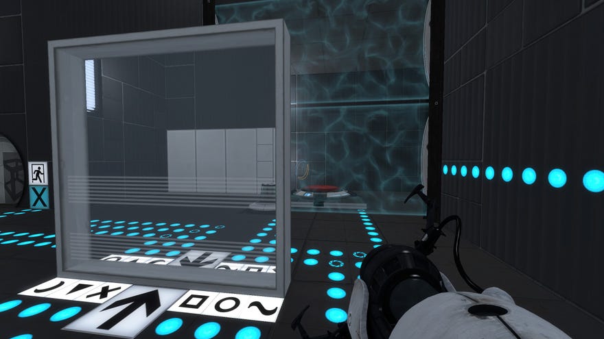 A puzzle room that’s been modded in Portal 2