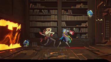 A demon-esque pistillate is preparing to deed a demon with an electrical guitar successful Possessor(s).