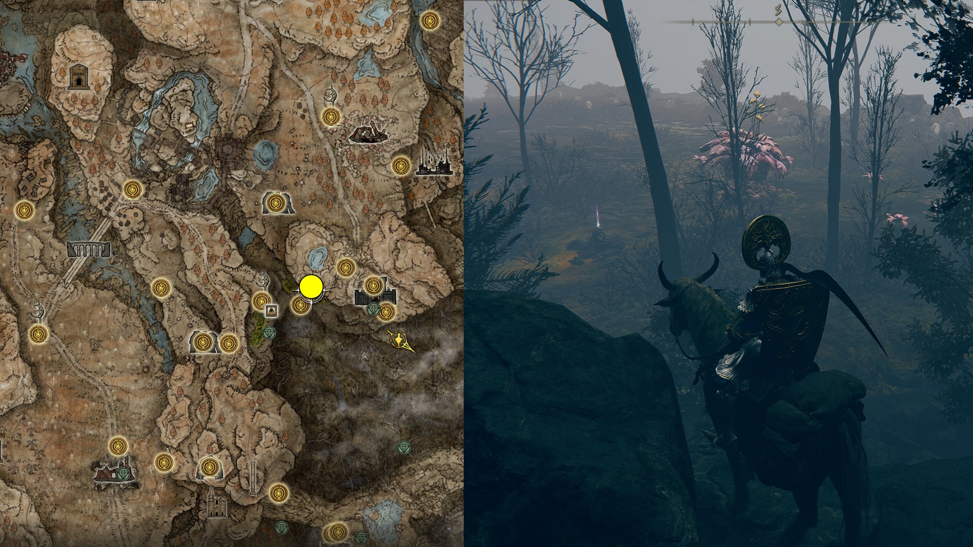 The location of Greater Potentate’s Cookbook [7] in Elden Ring.