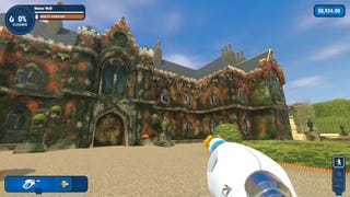 A grimy and filthy Croft Manor before cleaning in PowerWash Simulator's Tomb Raider DLC