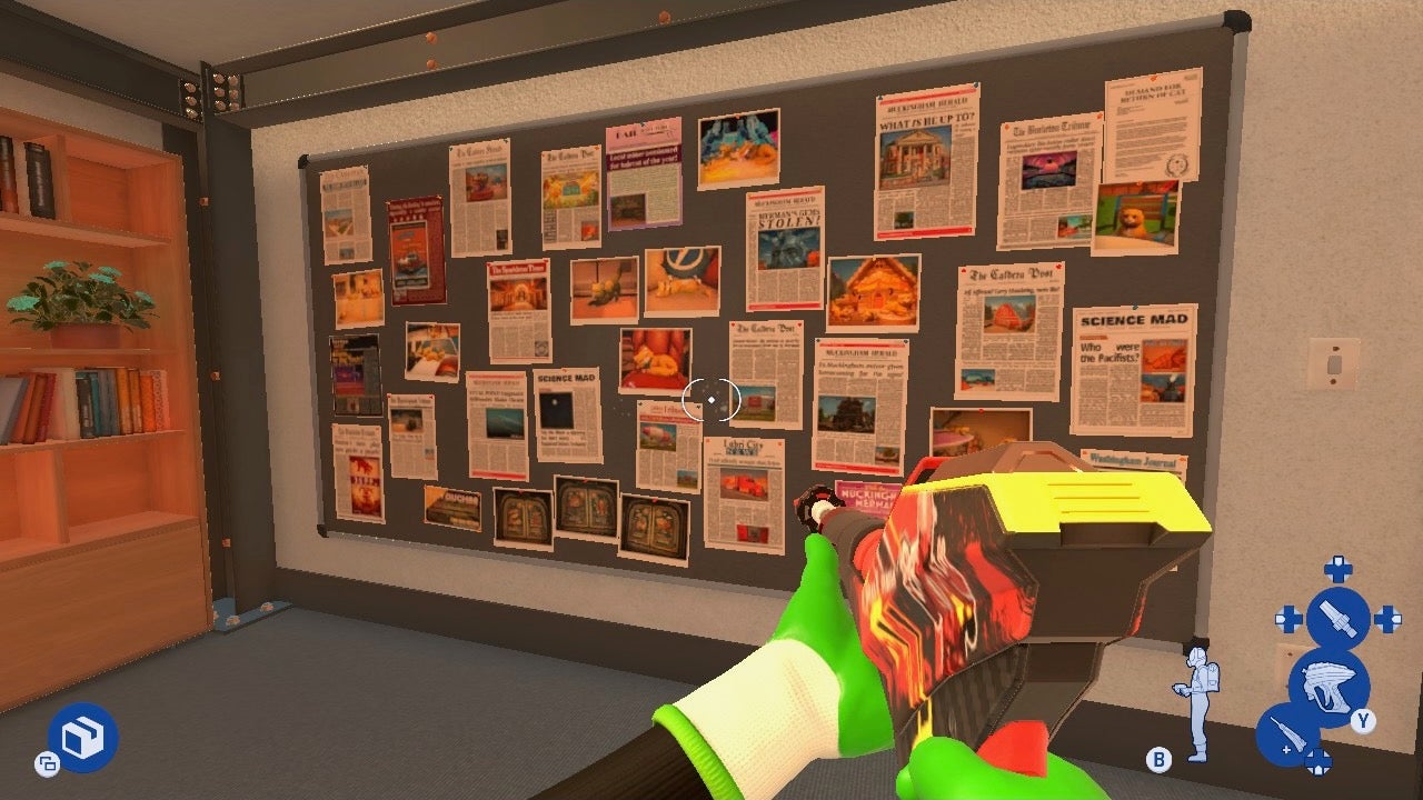 A pin-up board full of newspapers cuttings in PowerWash Simulator 2. - 6