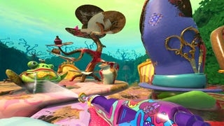 Cleaning a dapper frog in PowerWash Simulator's Alice in Wonderland DLC