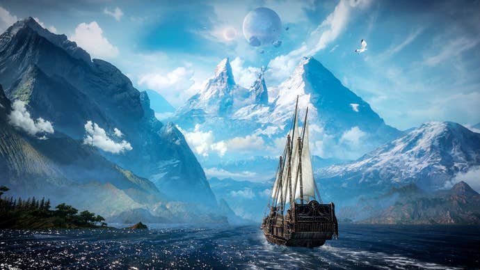 A ship sails through Lost Ark's seas