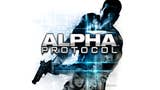 Alpha Protocol logo featuring game name and silhouette of spy character holding a pistol